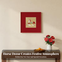 Wealth-Attracting Design Horse Wall Art Auspicious Meaning Good Fortune Wall Decor Decorative Chinese Design Art Piece Ready to Hang for Homeowners, Families, Adults, Living Room, Entryway, Bedroom, Hallway