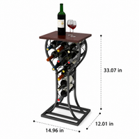 Black Metal Wine Rack, Freestanding Wine Bottle Holder, Modern Matte Finish for Kitchen & Small Spaces, 38x30.5x84cm