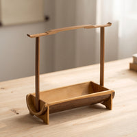 Handheld Snack Tray Portable Bamboo Tray with Handle Decorative Tableware for Tea Lovers