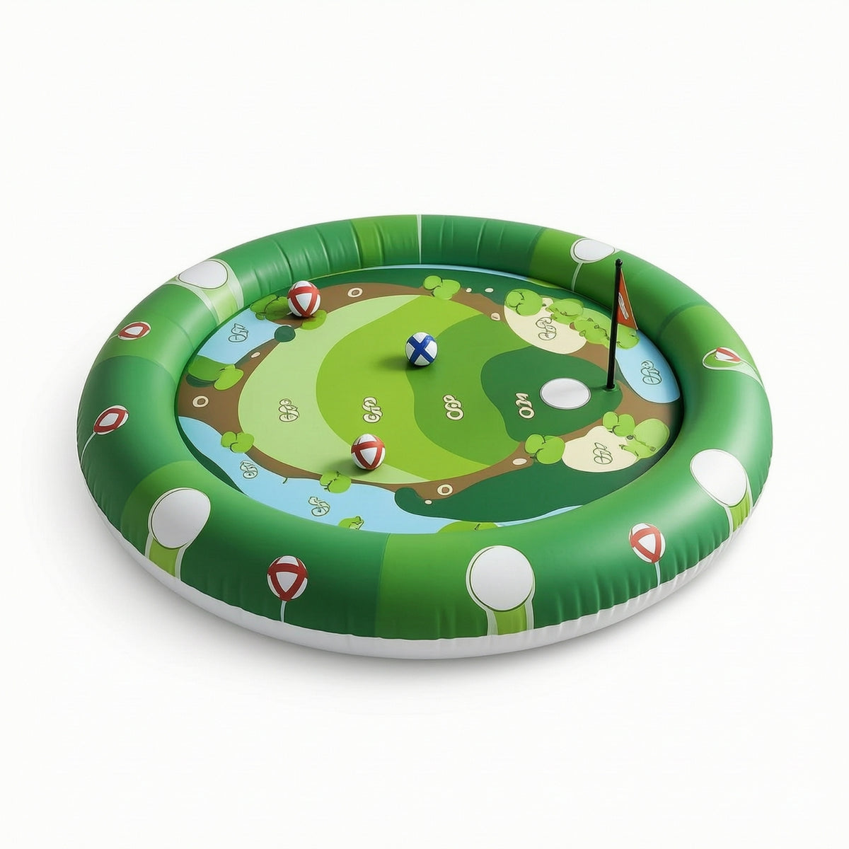 Floating Water Chipping Green Sturdy Pool Golf Game with Club Inflatable Golf Pad with Balls Waterproof Soft-Touch for Families