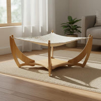 Elevated Pet Lounger Wooden Structure Finish Cat Hammock Bed Raised for Cats