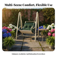 Weather-Resistant Single-Person Glider with Frame Sturdy Construction Hanging Chair Includes Comfortable Cushion Swinging Seat Year-Round Use for Couples, Homeowners, Seniors, Garden, Balcony, Backyard, Bedroom