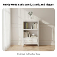 Multi-Tier Shelving unit with Drawers timeless Design shelving unit long-lasting Construction Storage Furniture Adjustable Shelves for Book Lovers, Students, Homeowners, Study Room, Bedroom