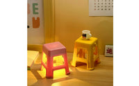 Vintage Charm Stool-Shaped Light Gift Idea Retro Phone Stand Lamp Warm Ambient Lighting Mini Stool Night Light Cozy Atmosphere for Office, Shop
