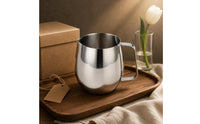 Pouring Spout Milk Frothing Pitcher Polished Finish Coffee Frothing Pitcher Side Handle Stainless Steel Milk Jug Rounded Body for Cafe