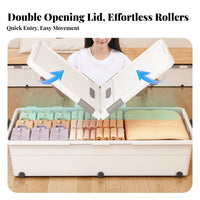 Rolling Underbed Container With casters Household Storage Large Capacity