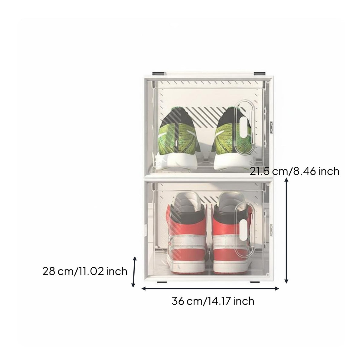 Dust-Proof Stackable Shoe Box Space Saving Clear Plastic Shoe Box Easy to Assemble Sneaker Display Case Sturdy for Sneakerheads, Closet, Entryway, Dorm Room