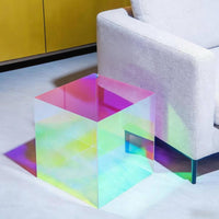 Acrylic Side Table Compact Iridescent Table Space-Saving Furniture for Bedroom, Living Room