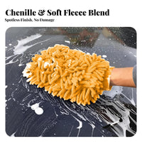 Thickened Chenille Car Cleaning Glove High Absorbency Waterproof Chenille Wash Glove Scratch-Safe for DIY Detailers, Homeowners, Driveway