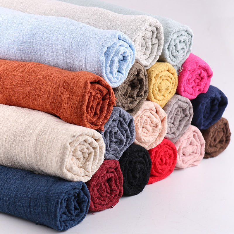 Bamboo Cotton Linen Crepe Fabric Solid Color Breathable Wrinkled Material for Summer Apparel