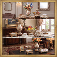 12 Pieces Decorative Collection with Pedestal Vases Elegant Home Accents Cream