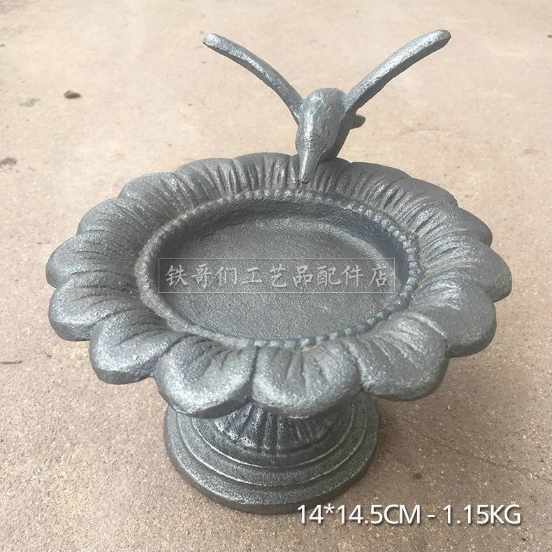 Cast Iron Garden Bird Bath Feeder Dish for Villa Home Decor