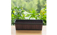 Plastic Planter with Faux Wood Grain Low-Height Rectangular Planter Rustic Flower Box Farmhouse for Gardeners
