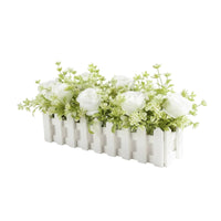 Wooden Planter Flower Decor Realistic Look No Watering Needed Faux Rose Centerpiece Wooden Picket Planter Decor for Tabletop Display