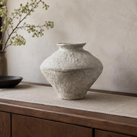 Sculptural Frosted Ceramic Vase Light Beige Rustic Vase
