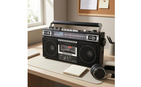 USB and SD Card Retro Radio Cassette Player Twin Speaker Portable Audio