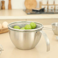 Stainless Steel Mixing Bowl with Handle, Versatile Salad Bowl for Meal Prep, Built-in Washing Bowl and Rice Washer with Measurement Markings