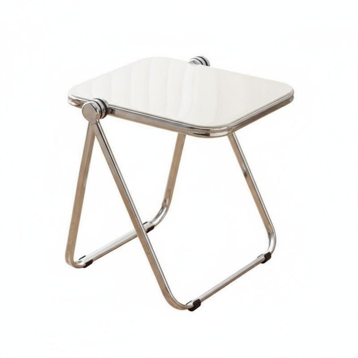 Transparent Design Foldable C-Shaped Tray Table Space-Saving C-Shaped Snack Table Portable Household Furniture Built-in Magazine Holder for Homeowners, Apartment Dwellers, Students, Balcony, Living Room, Small Spaces, Home Office