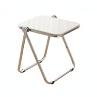 Transparent Design Foldable C-Shaped Tray Table Space-Saving C-Shaped Snack Table Portable Household Furniture Built-in Magazine Holder for Homeowners, Apartment Dwellers, Students, Balcony, Living Room, Small Spaces, Home Office