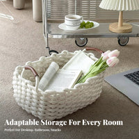 Woven Basket Japanese aesthetic Woven Basket Set Handwoven for Living Room, Students