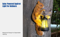 Resin Squirrel Solar Hanging Light, Outdoor Garden Decor, Waterproof Yard Sculpture