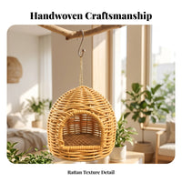 Handwoven Woven Bird Nest Imitation Rattan Hanging Bird Nest Dome-Shaped Birdhouse Open Front