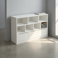 Bookshelf with Storage Cabinet Space-Saving Floor Bookcase with Dividers Compact Storage Cabinet with Compartments for Study, Living Room, Bedroom