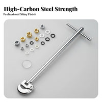T-Handle Basin Wrench 180° Rotating Head Adjustable Sink Wrench Adjustable Tap Nut Spanner Non-Slip Serrated Jaw for Plumbers