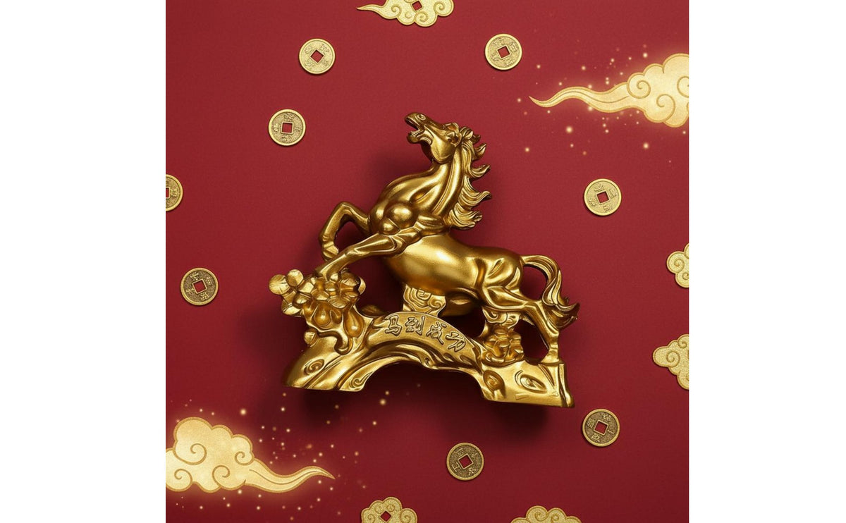 Ideal Gift Success Horse Ornament Premium Craftsmanship Chinese Design Resin Statue Finely Detailed Resin Horse Sculpture for Business Owners, Office, Living Room, Entryway