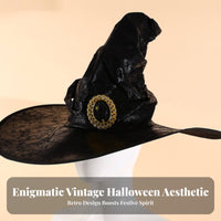 Witch Hat Decorative Buckle Sorcerer Hat Costume Accessory Lightweight Suede-Like Material for Adults, Halloween
