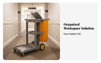 Heavy-Duty Housekeeping Service Cart Easy to Maneuver Janitorial Cart with Bag High Load Capacity Sturdy Construction for Housekeepers, Janitors, Maintenance Workers, Office Buildings, Schools, Offices