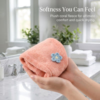 Microfibre Towel for Hair with Coral Fleece Very Soft Material, Quick Dry Turban Wrap for Women and Men, Anti Frizz Haircare