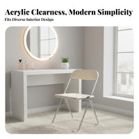 Foldable Design Transparent Folding Chair Space-Saving Acrylic Folding Chair Easy to Clean Modern Armless Event Seat No Assembly Required for Makeup Enthusiasts, Apartment Dwellers, Small Areas, Bedroom, Living Room, Balcony