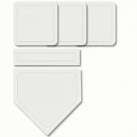 5 Pieces Rubber Bases with Pitching Rubber Plate Lightweight Base Set with Home Plate Flat Baseball Base Set for Families, Backyard, School Field