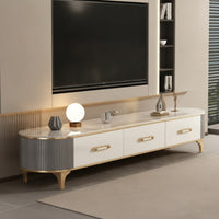 TV Cabinet Oval TV Cabinet with Drawers Modern Media Console for Living Room, Apartment