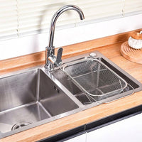 Retractable Colander Kitchen Sink Colander, Stainless Steel Kitchen Drain Basket for Washing Vegetables, Modern Minimalist Over Sink Design