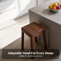 Walnut Finish Stackable Square Stool hardwood Wood Construction Square Top Stackable Stool Modern Minimalist Design Dining Seat Space-Saving for Restaurant Owners, Homeowners, Apartment Dwellers, Kitchen, Home, Cafe, Living Room