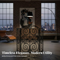 Three-Fold Design 3 Panel Fireplace Screen American Design Folding Metal Fire Screen Foldable Wrought Iron Fire Guard Freestanding for Homeowners, Interior Decorators, Pet Owners, Living Room, Indoors, Indoor