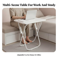 Space-Saving Foldable Computer Desk Installation-No-Assembly Fold-up Writing Desk Lightweight Portable Table Multi-Purpose for Students, Apartment Dwellers, Telecommuting Workers, Bedroom, Small Areas, Study Room