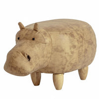 Multi-Functional Hippo-Shaped Footrest Wooden Legs creatureShaped Seat Sturdy Construction Footstool Comfortable Seating for Children, Adults, Parents, Entryway, Living Room, Bedroom, Playroom