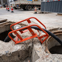 Heavy Duty Cable Laying Pulley Triangular Cable Guide with Three Rollers Red Sheave Reinforced for Shaft-Mouth Routing