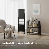 Wheeled Foldable Shelving Unit Assembly Foldable Storage Rack With Wheels Multi-Tier Rolling Shelf for Kitchen, Office, Washroom