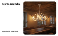 Branch Chandelier Vintage Design Rustic Deer Branch Chandelier Adjustable Chain Deer Branch Light Fixture for Restaurant Owners, Dining Room, Cafe