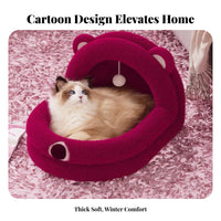 Bear Shape Furry Retreat Four-Season Use Bear Shaped Cat Bed Soft and Comfortable Semi-Enclosed Soft Pet House for Small Dog Owners