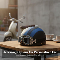 Retro Half Helmet 3C Certified Japanese Design Bowl Helmet Breathable Vintage Leather Head Cap for Women, Men, Summer Riding, City Commuting