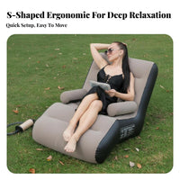 S-Shaped Inflatable Lounger Ergonomic Contoured S-Shaped Inflatable Seat Fast Inflation Inflatable Lazy Sofa for Students, Teens, Rest Ping, Bedroom