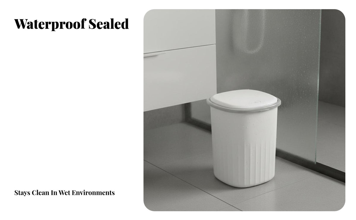 Lidded Waste Bin Waterproof Automatic Lid Trash Bin Odor Control Push Button Trash Can for Washroom, Kitchen, Bedroom