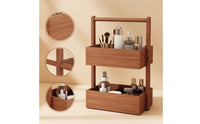 Space-Saving Wooden Desktop Organizer Multifunctional Desktop Shelf with Two Tiers Organized Tabletop Storage Rack Stable for Vanity, Bedroom