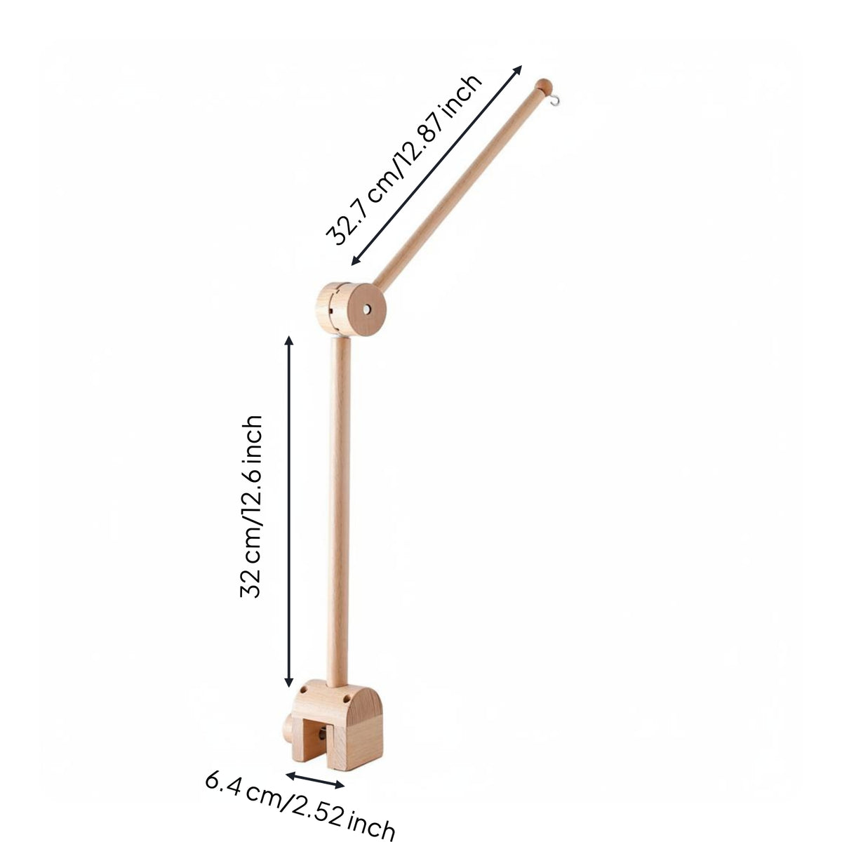 Natural Wood Wooden Crib Mobile Arm Adjustable Arched Baby Mobile Stand Easy to Install Baby Bed Bell Holder Sturdy for Newborns
