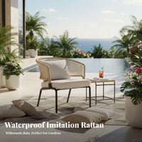 Waterproof 4-Piece Sofa and Armchair Set Rattan Weave Design 4-Piece Woven Sofa Group All-Weather Outdoor Furniture UV-Resistant for Hospitality Businesses, Party Hosts, Garden, Sunroom, rearyard, Balcony